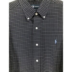 Polo Ralph Lauren Mens Large Blue Grid Plaid Long Sleeve Classic Fit 100% Cotton